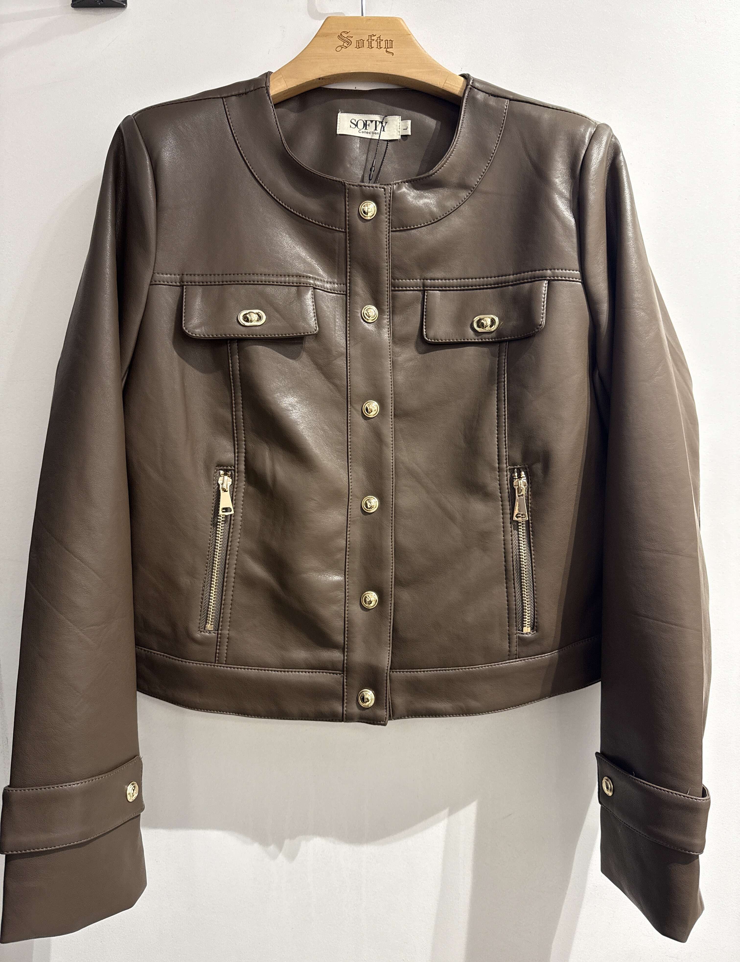 Cropped Faux leather Jacket