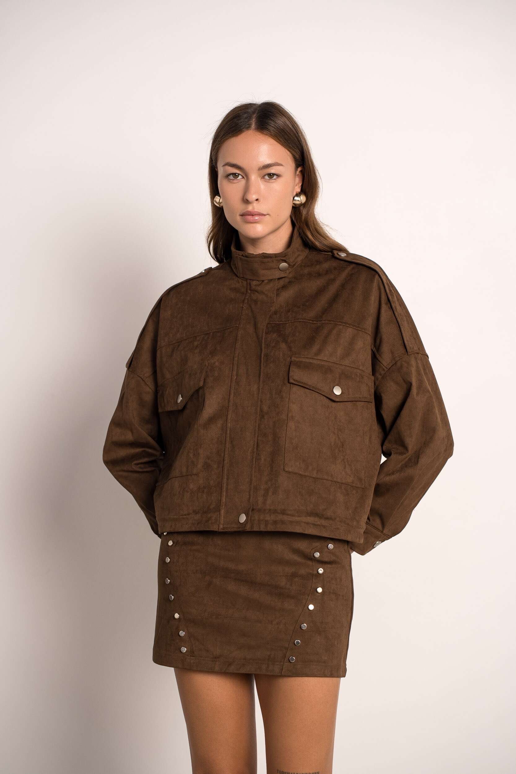 Cropped Faux leather Jacket