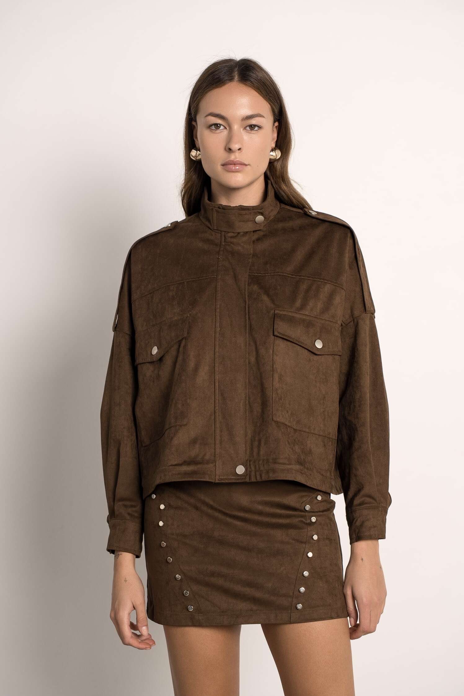 Cropped Faux leather Jacket