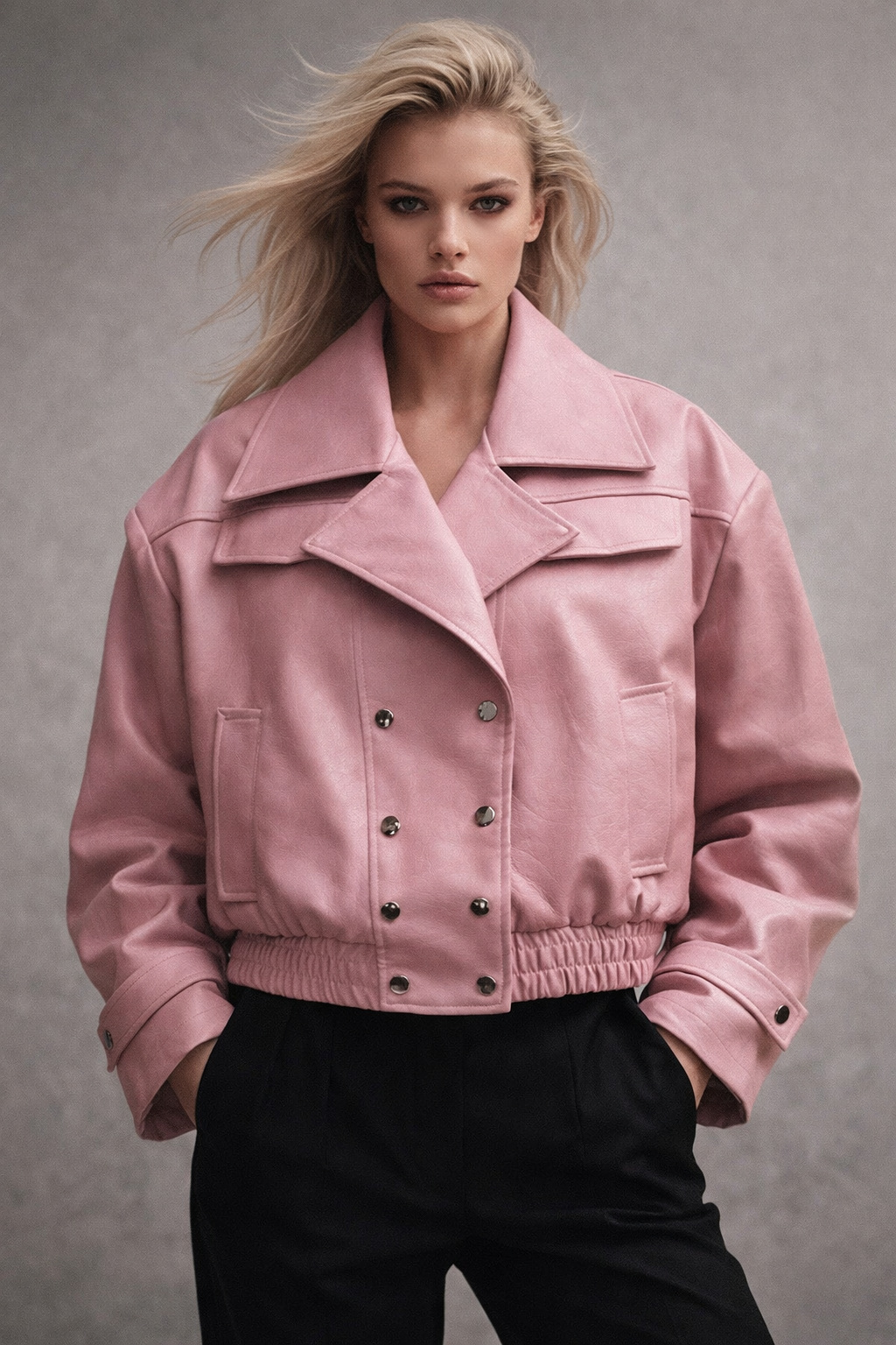 Cropped Faux leather Jacket