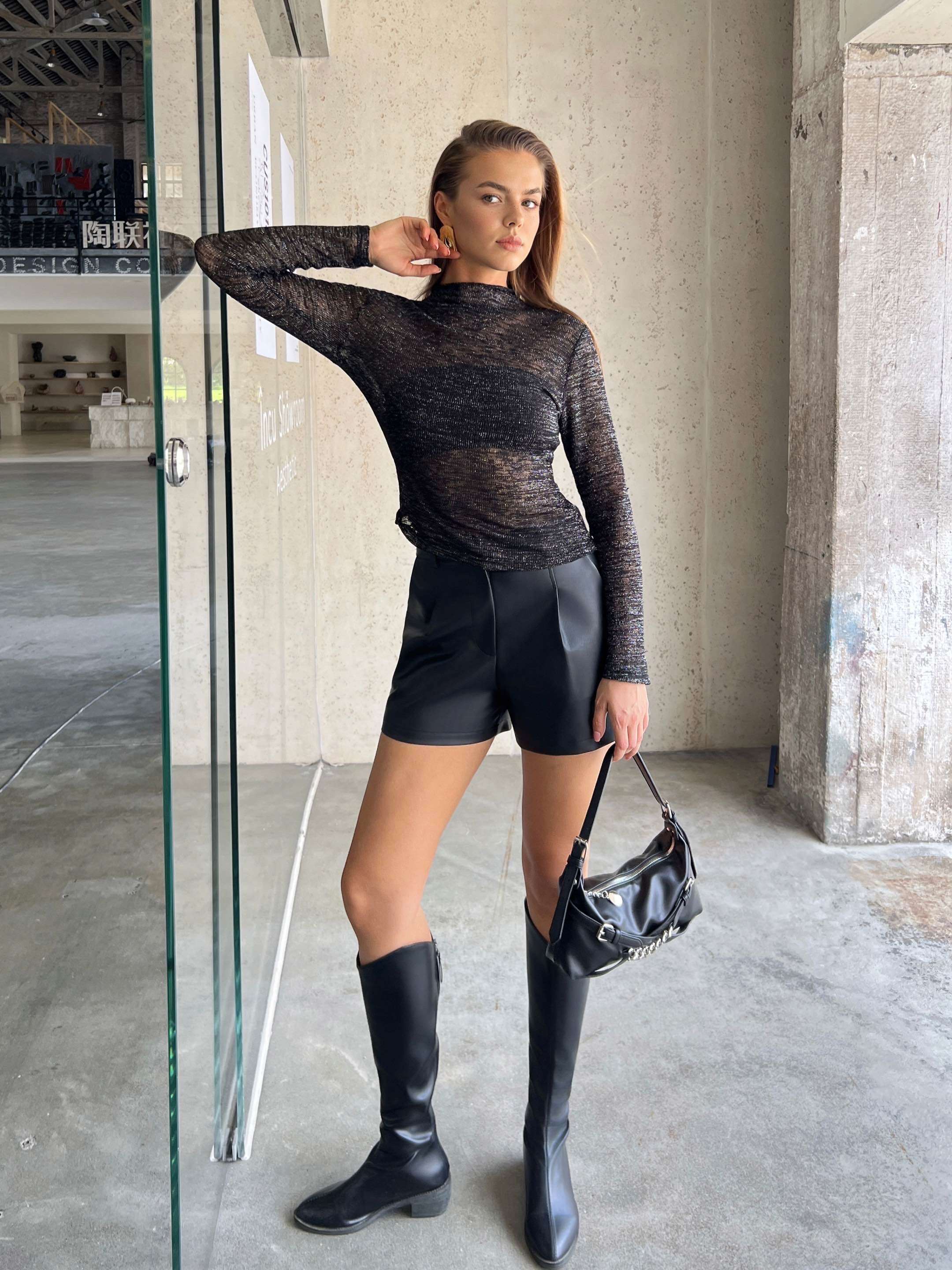 Cropped Faux leather Jacket