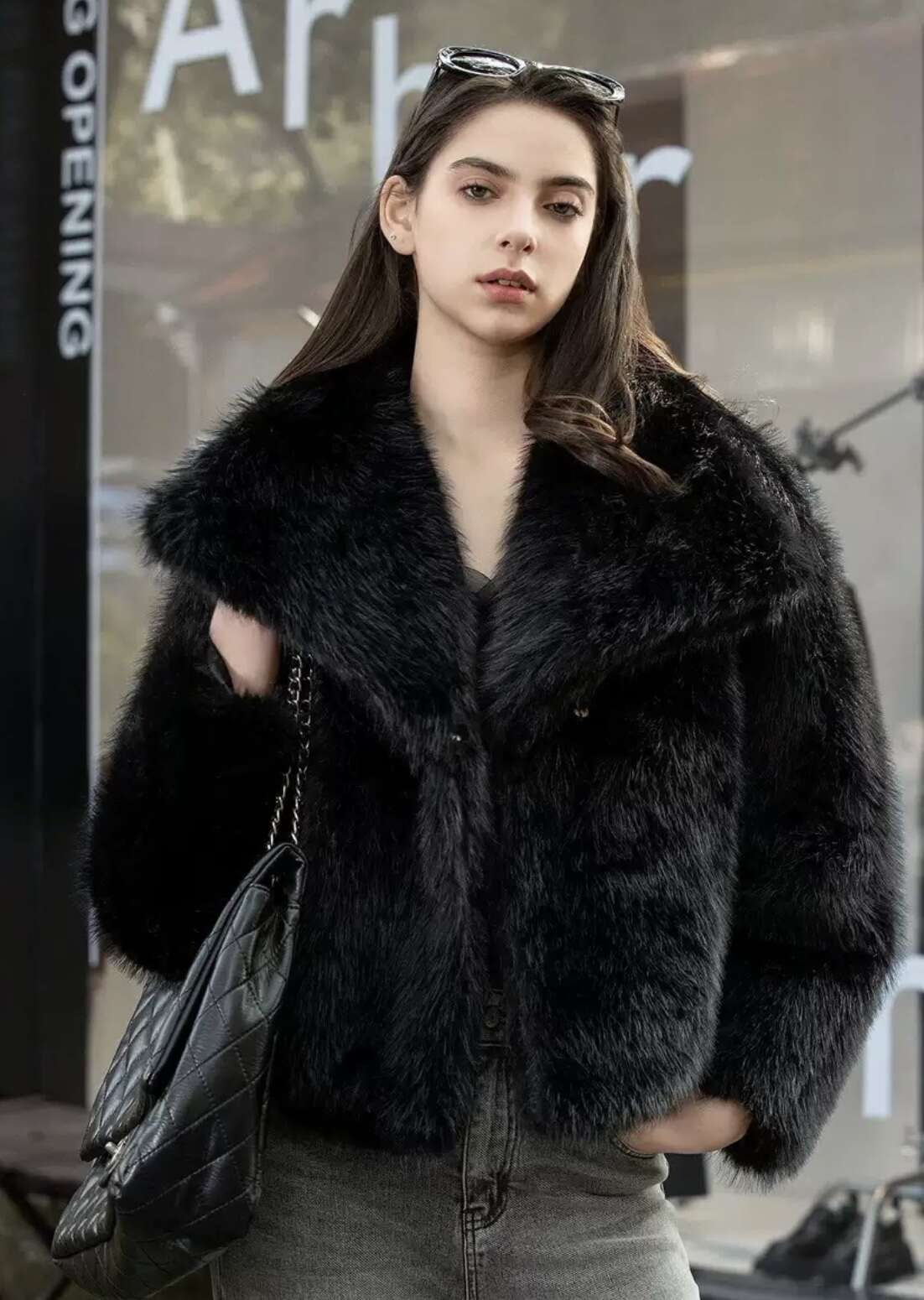 Cropped Faux leather Jacket