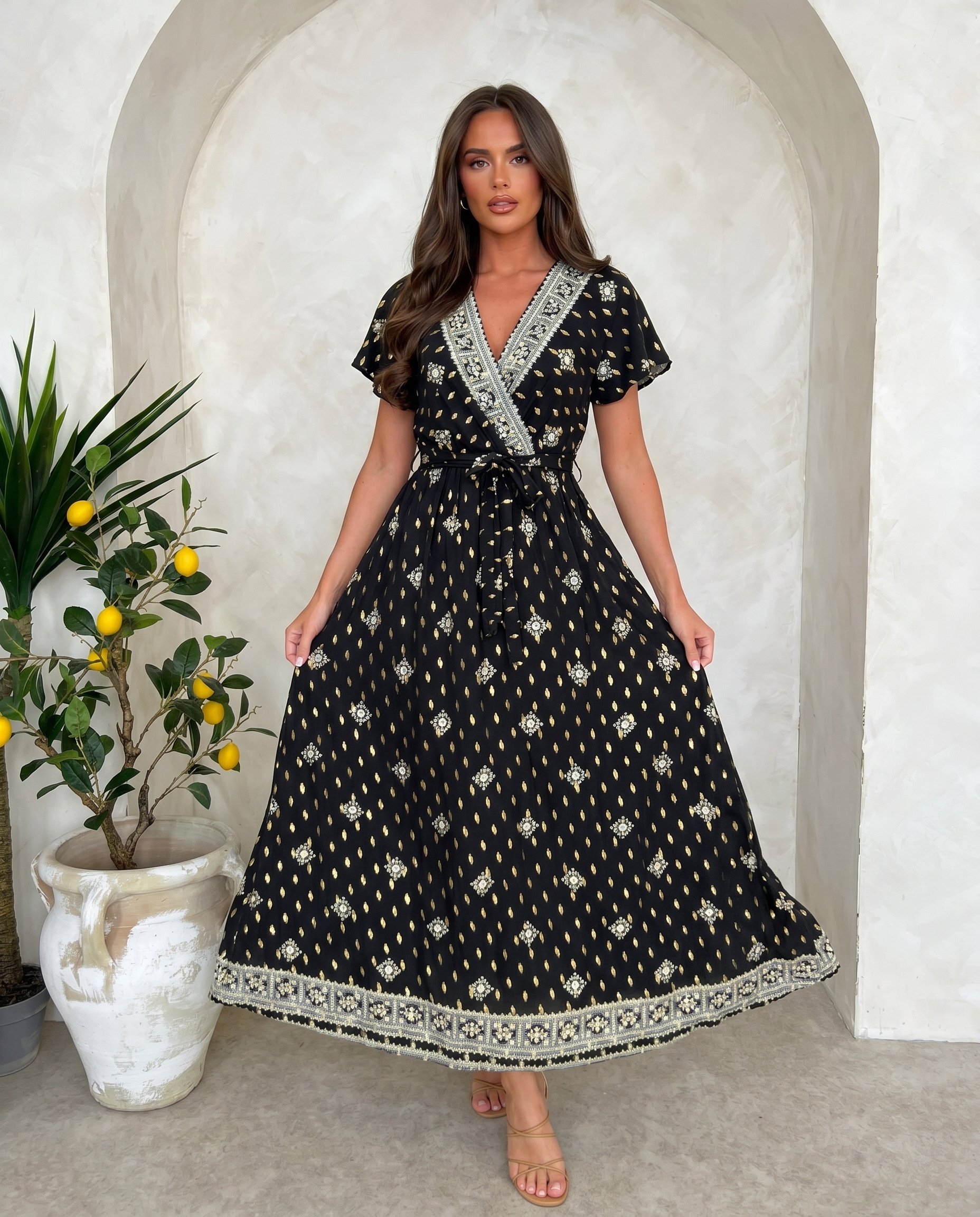 Sukienka CARTAGENA GOLD Miss Sara Sleeves
