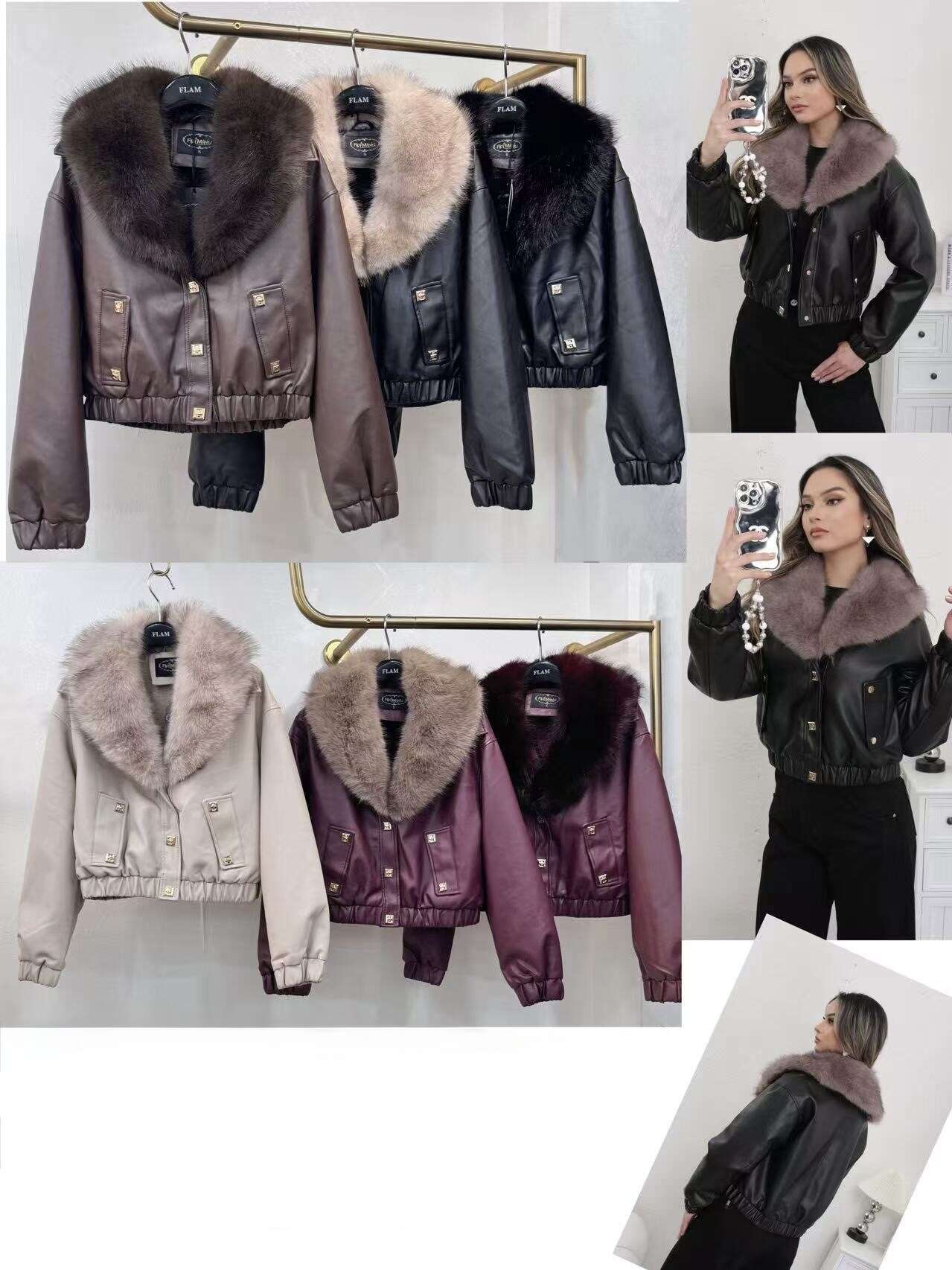 Cropped Faux leather Jacket