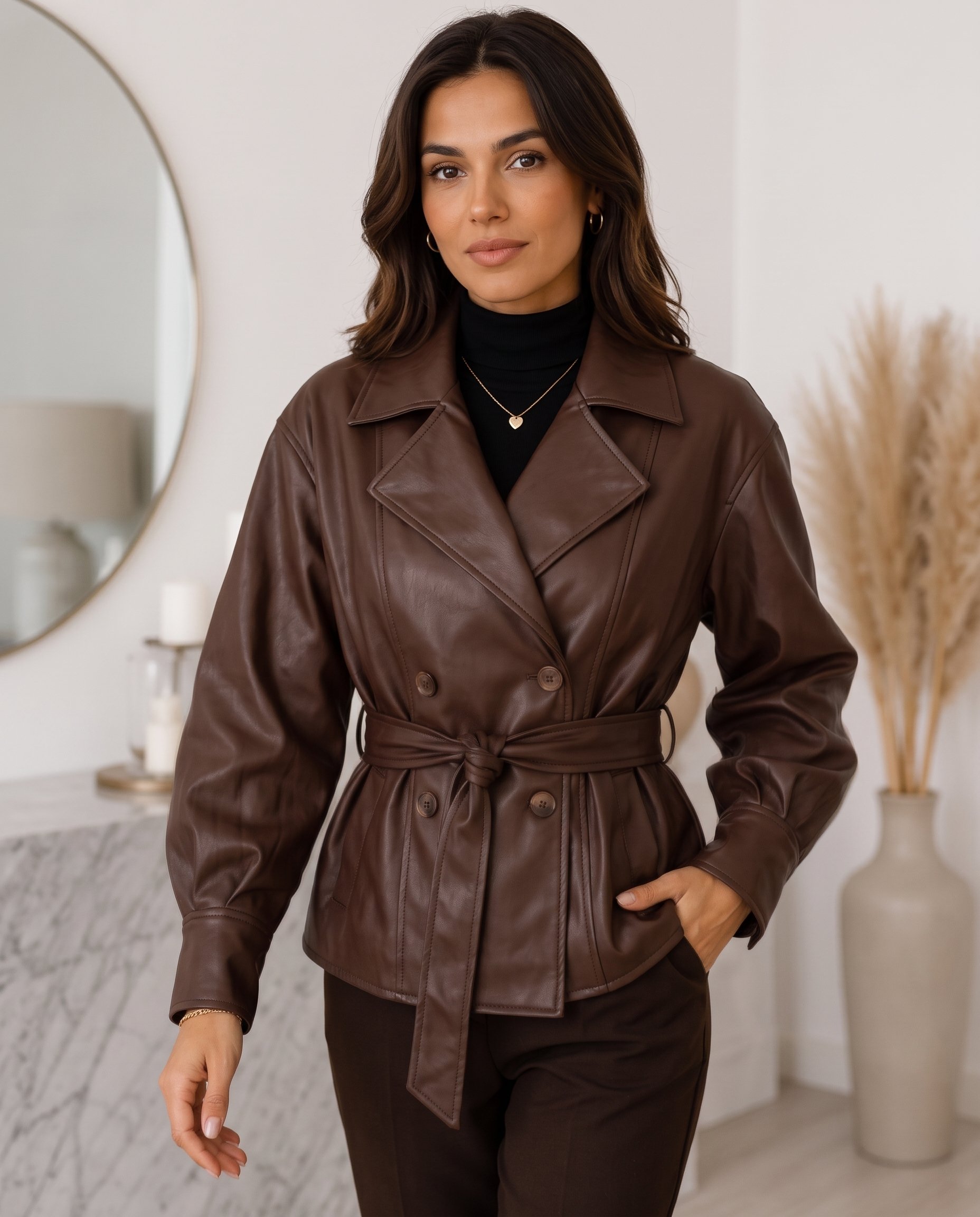 Cropped Faux leather Jacket