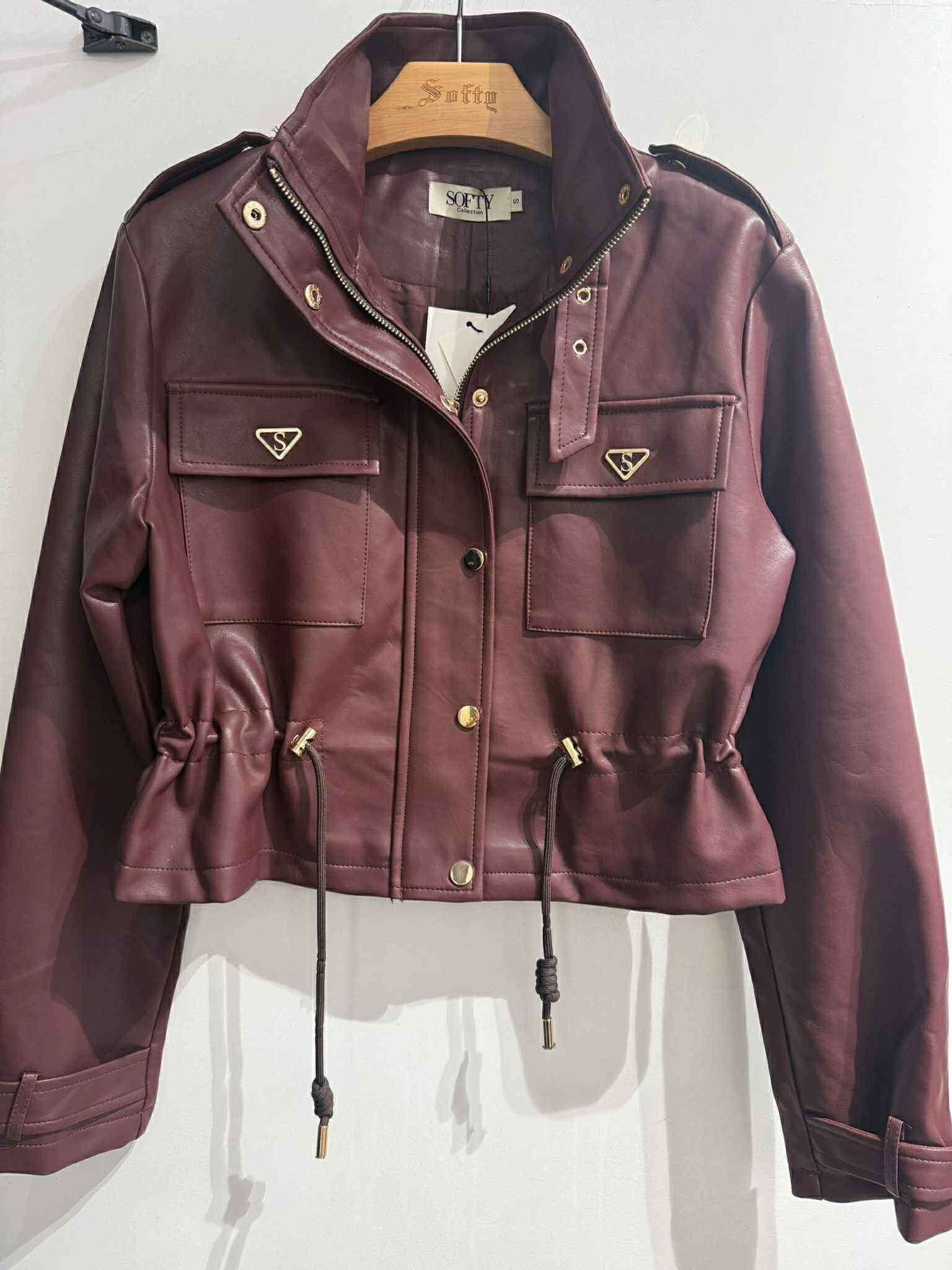 Cropped Faux leather Jacket