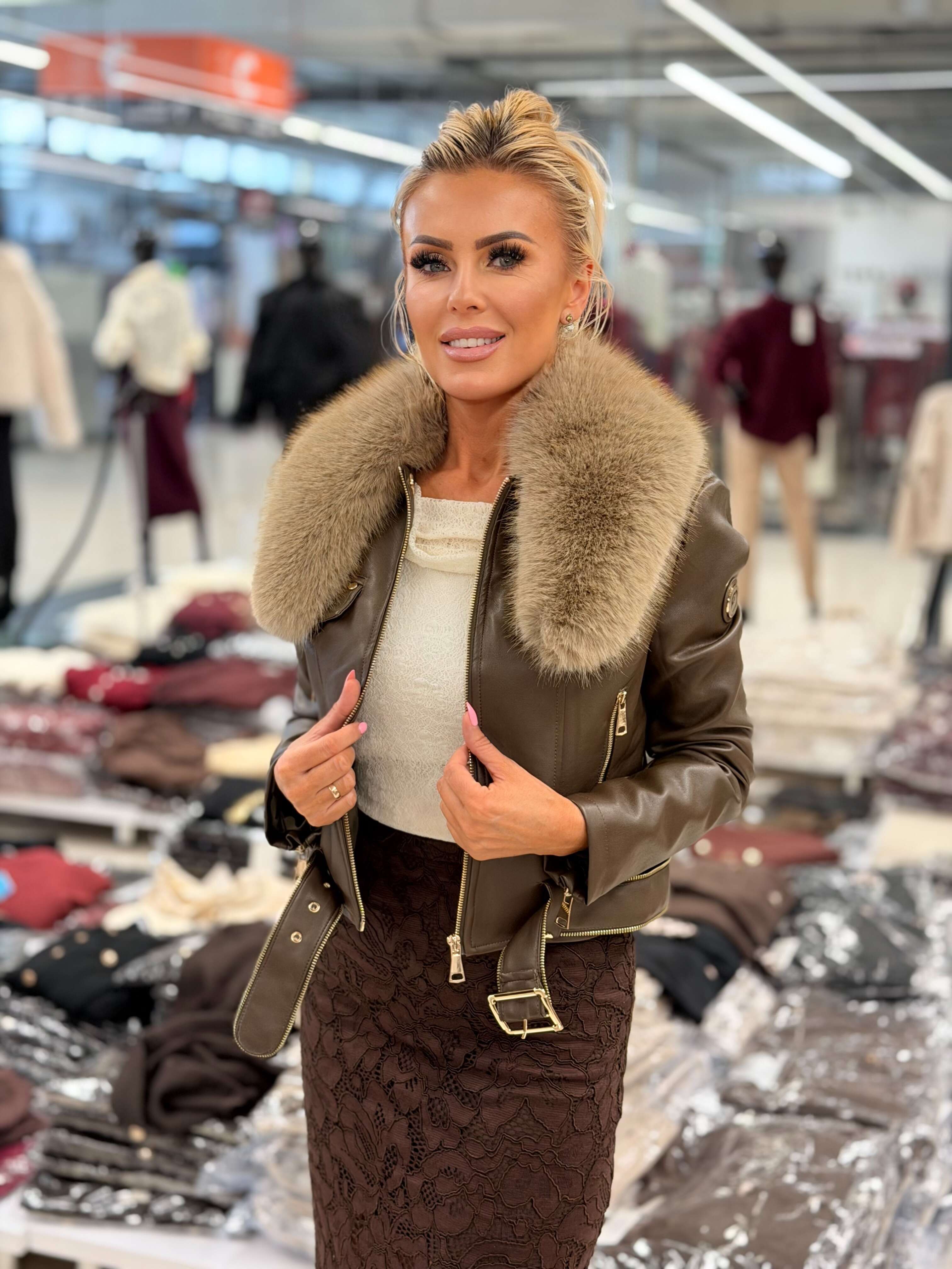 Cropped Faux leather Jacket