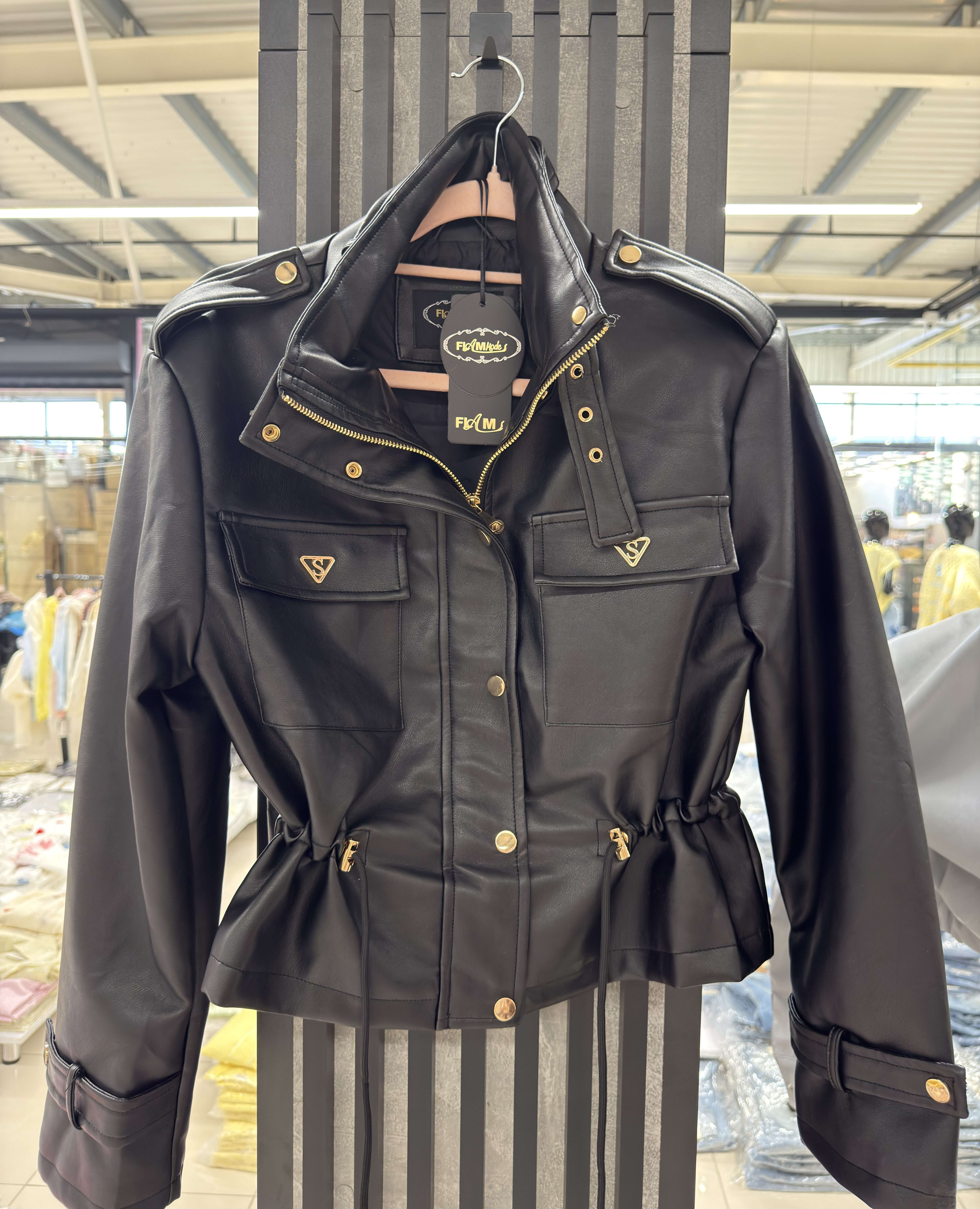 Cropped Faux leather Jacket