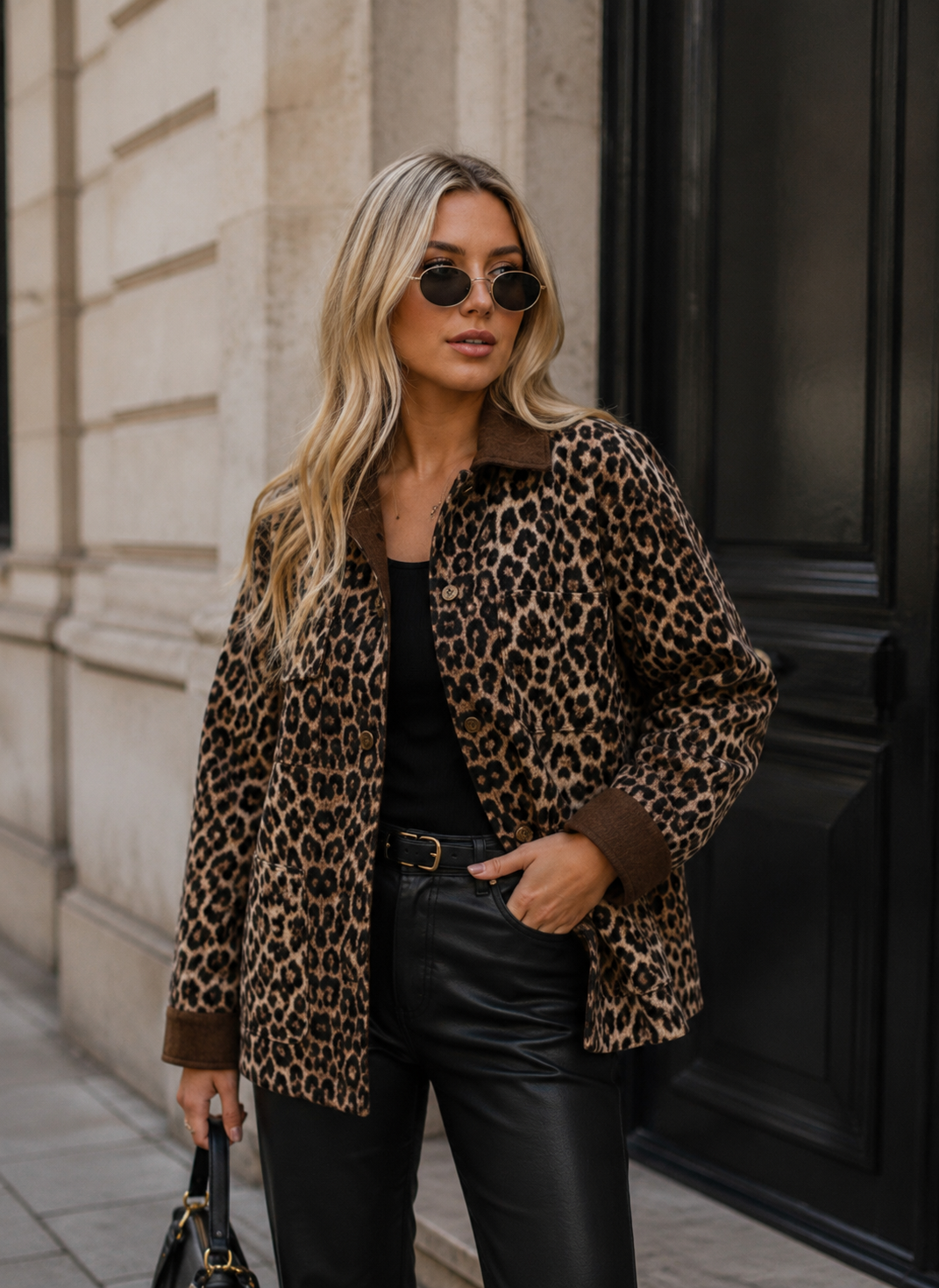 Cropped Faux leather Jacket