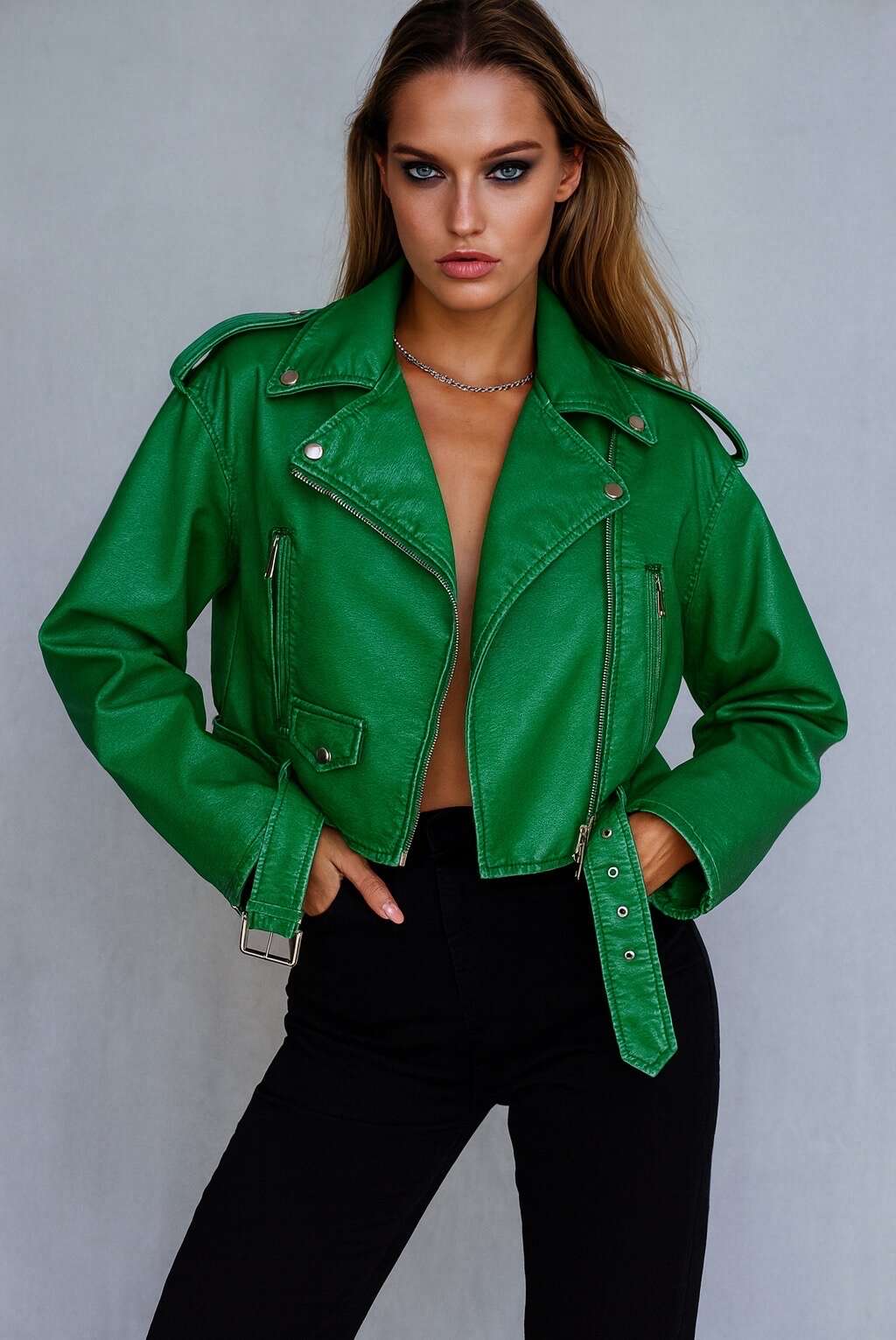 Cropped Faux leather Jacket