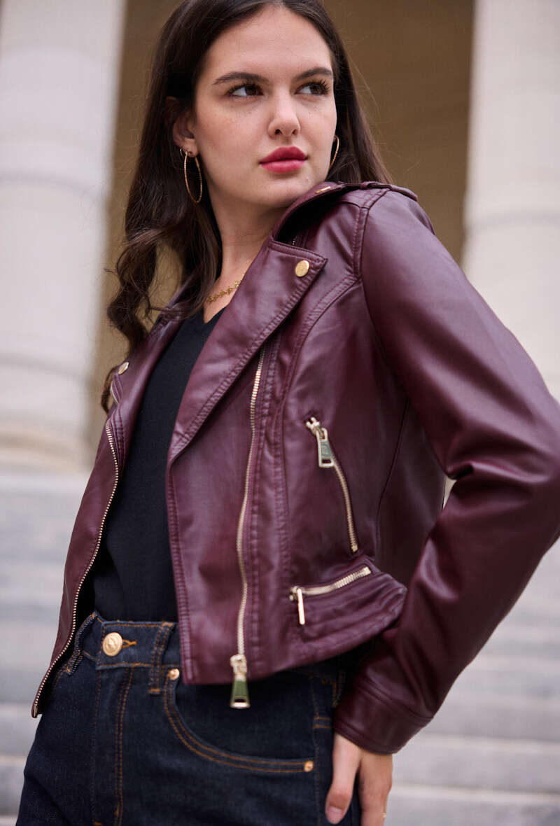 Cropped Faux leather Jacket