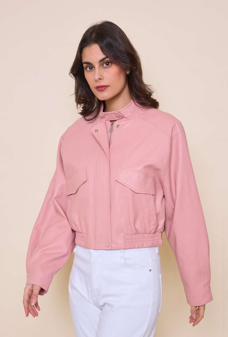 Cropped Faux leather Jacket