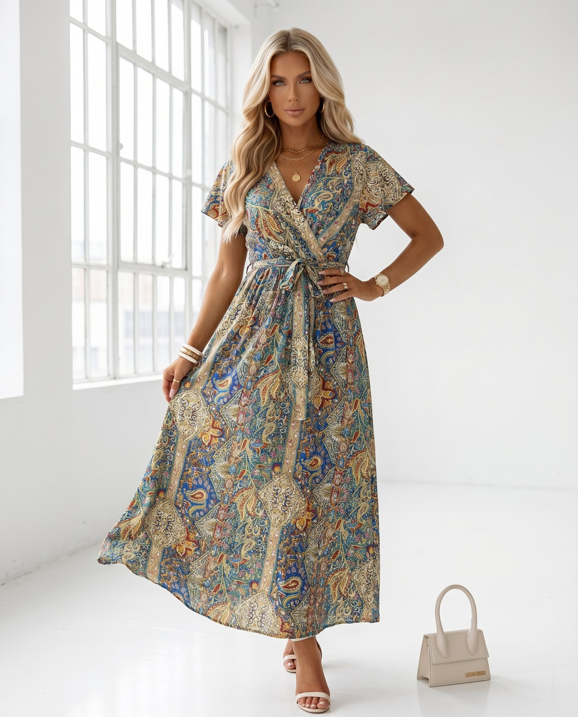 Sukienka MIRINDA GOLD Miss Sara Sleeves