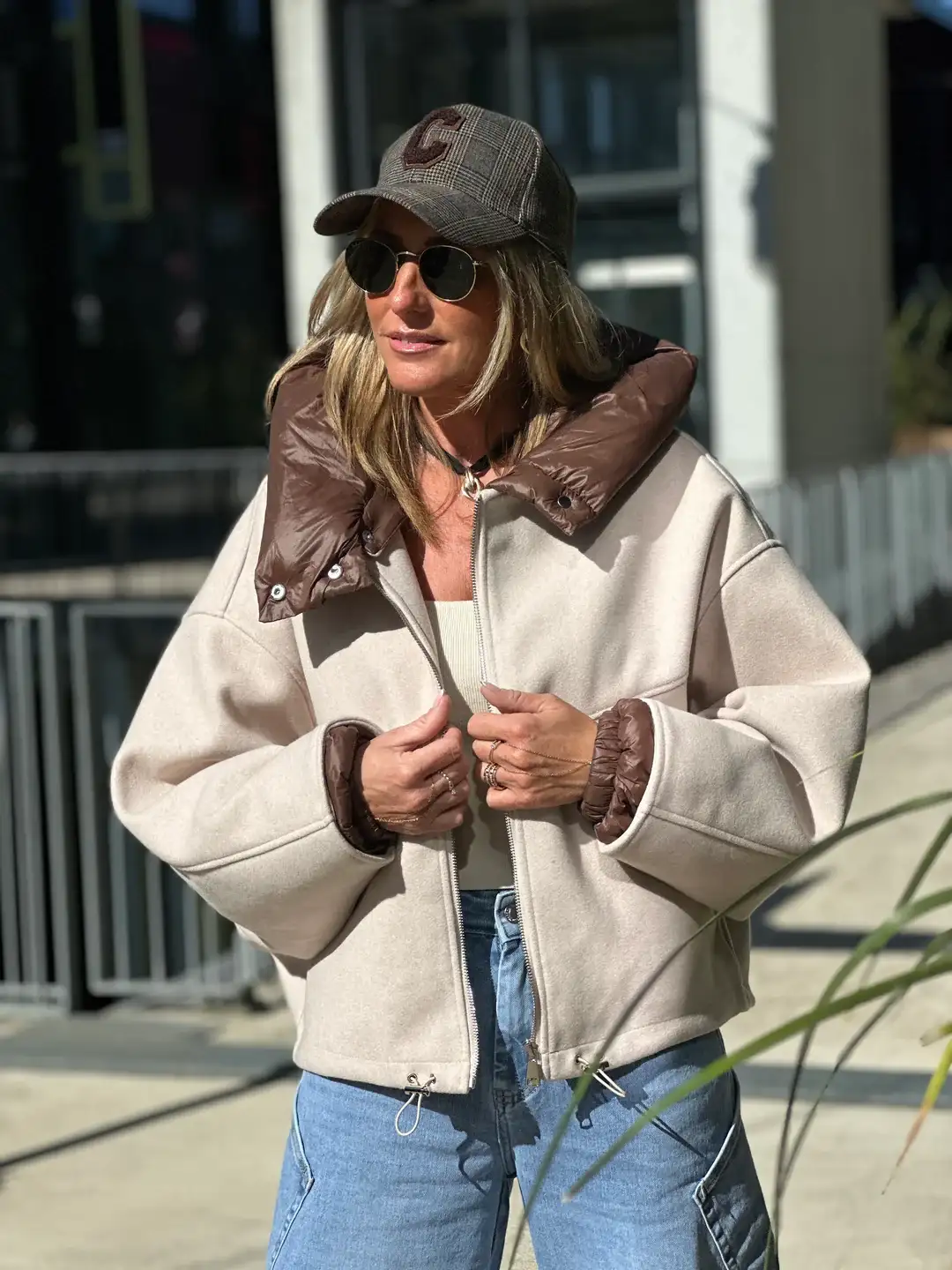 Cropped Faux leather Jacket