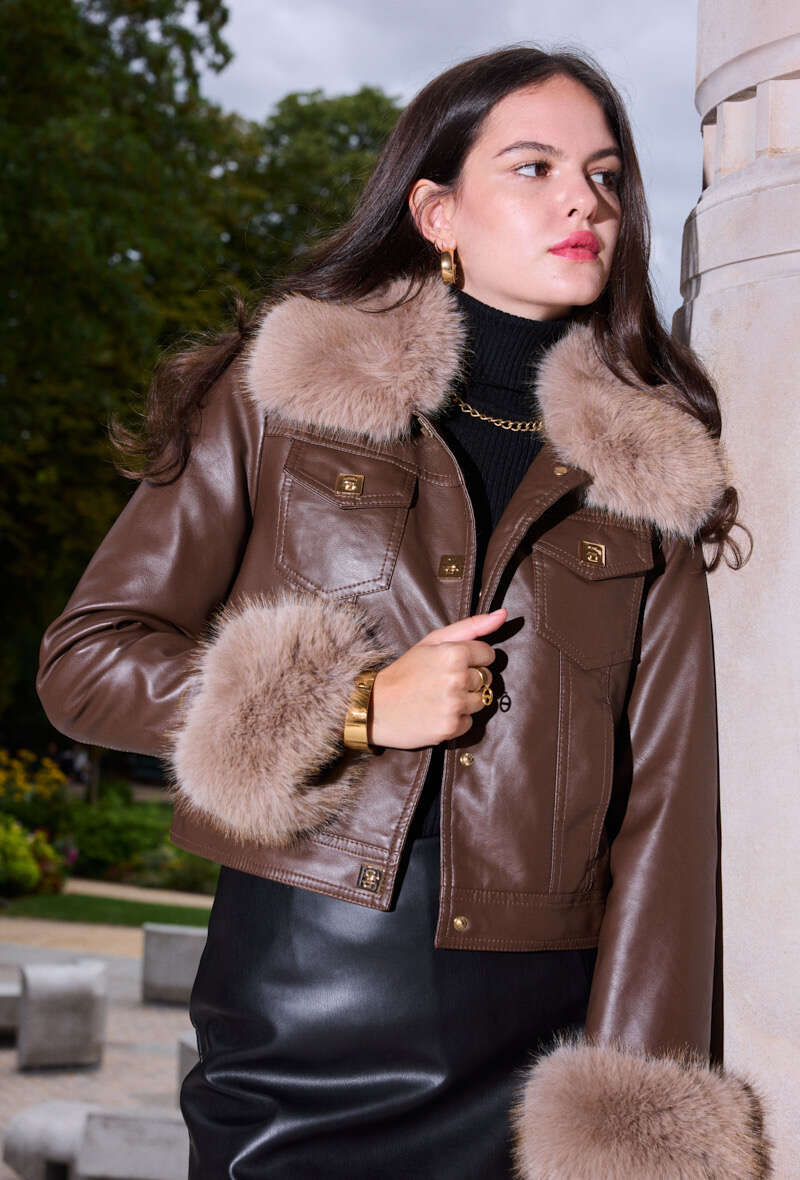 Cropped Faux leather Jacket