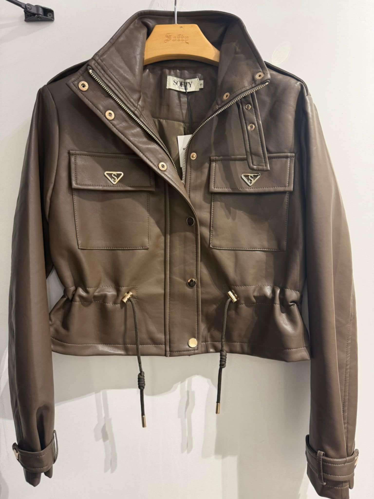 Cropped Faux leather Jacket
