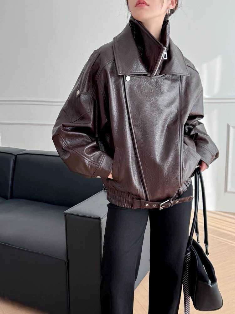 Cropped Faux leather Jacket