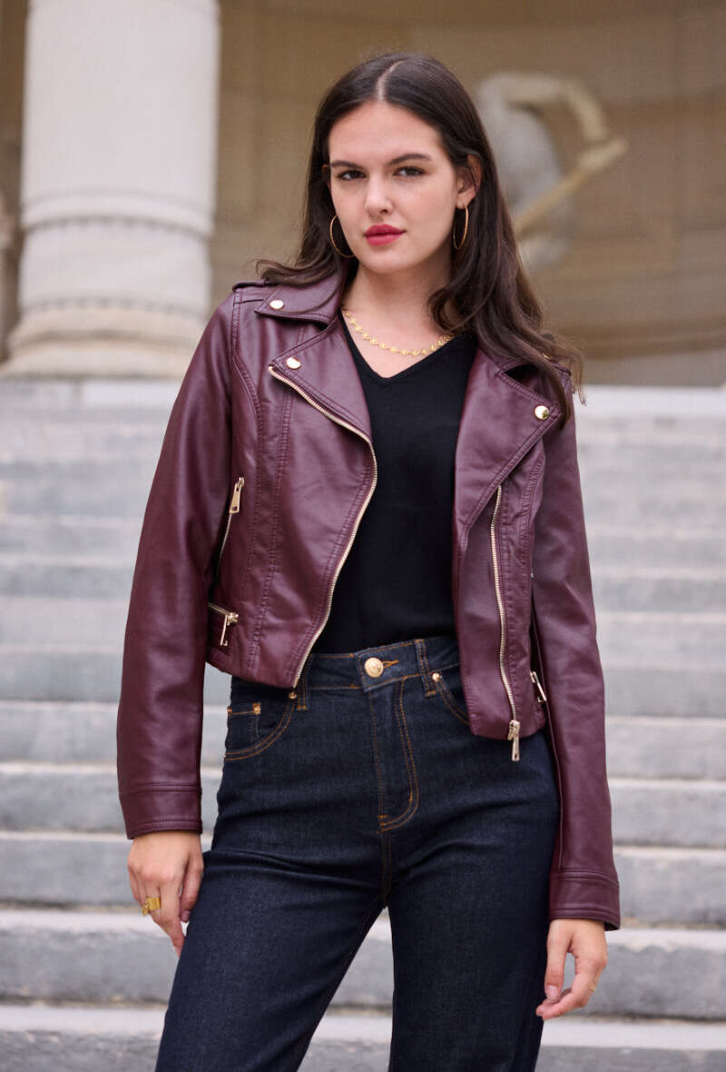 Cropped Faux leather Jacket