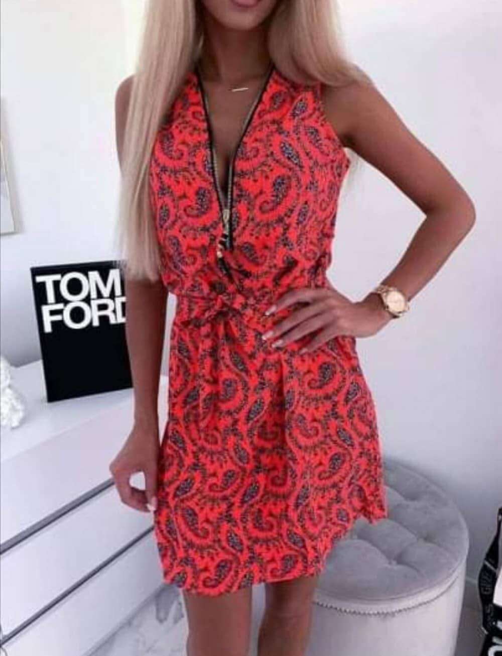 Sukienka ORANGE Miss Sara ZIP